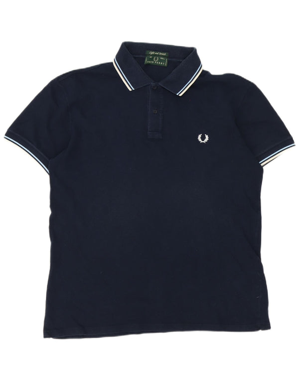 Camisa polo masculina Fred Perry grande algodão azul marinho