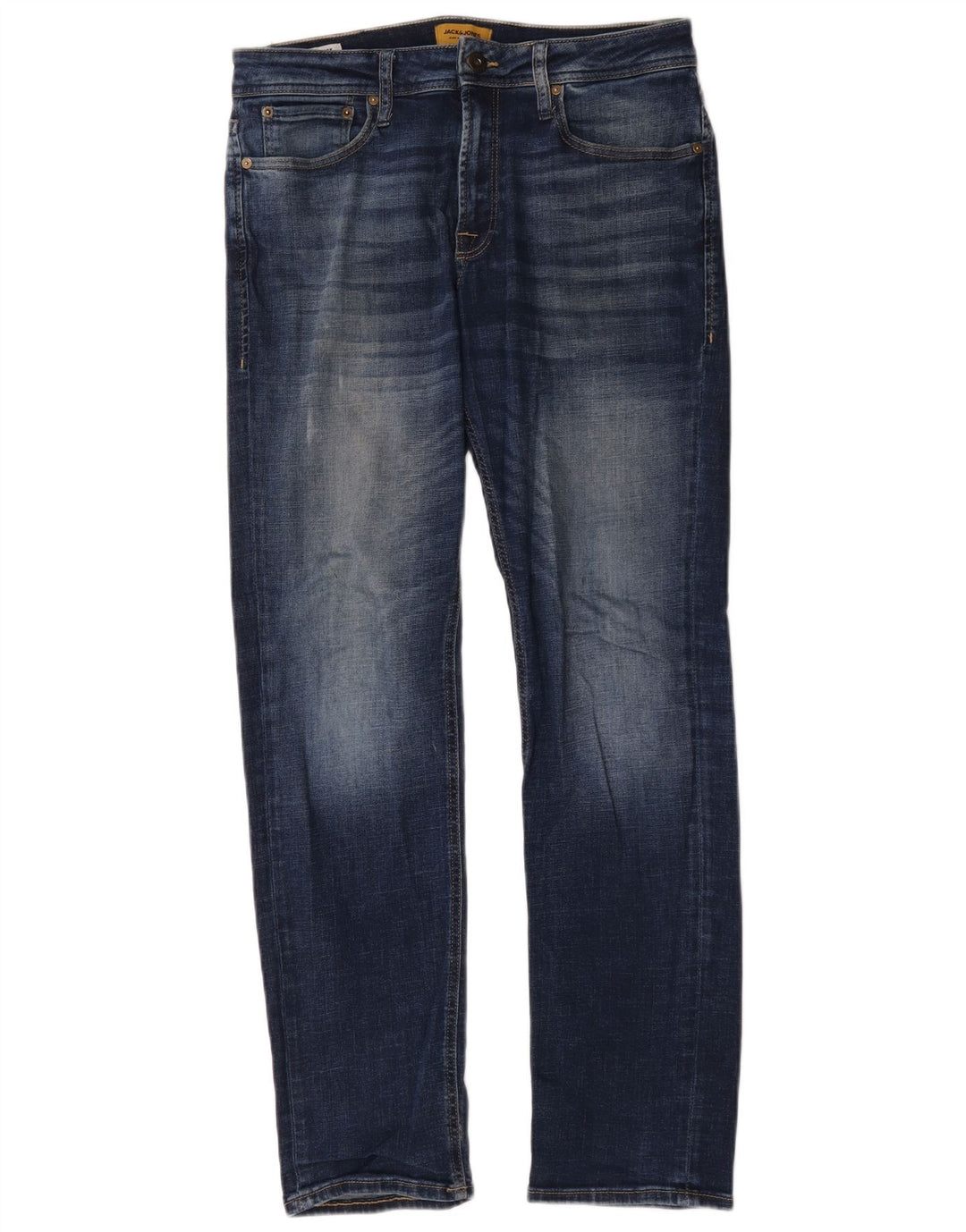 Jeans retos masculinos Jack & Jones W32 L32 algodão azul