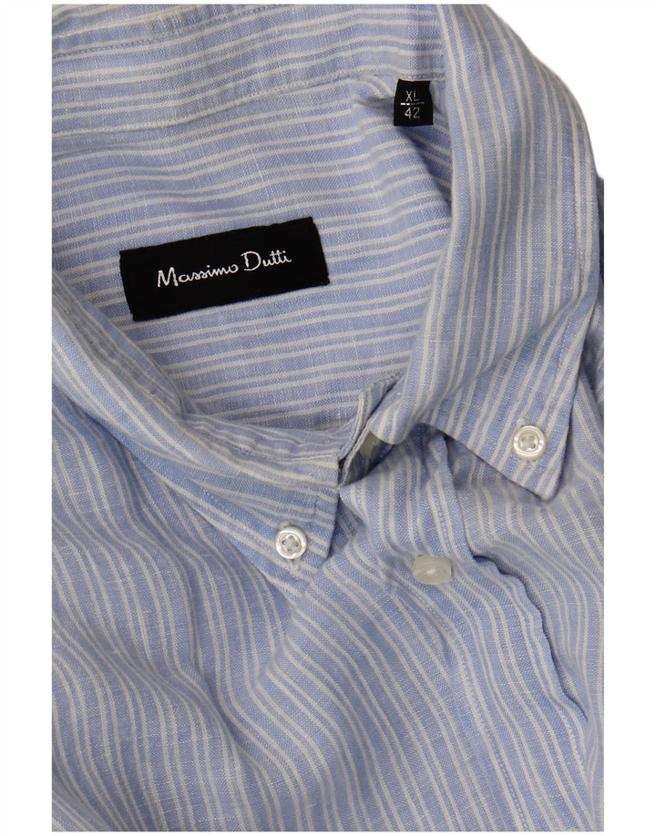 Camisa masculina Massimo Dutti XL risca de giz azul
