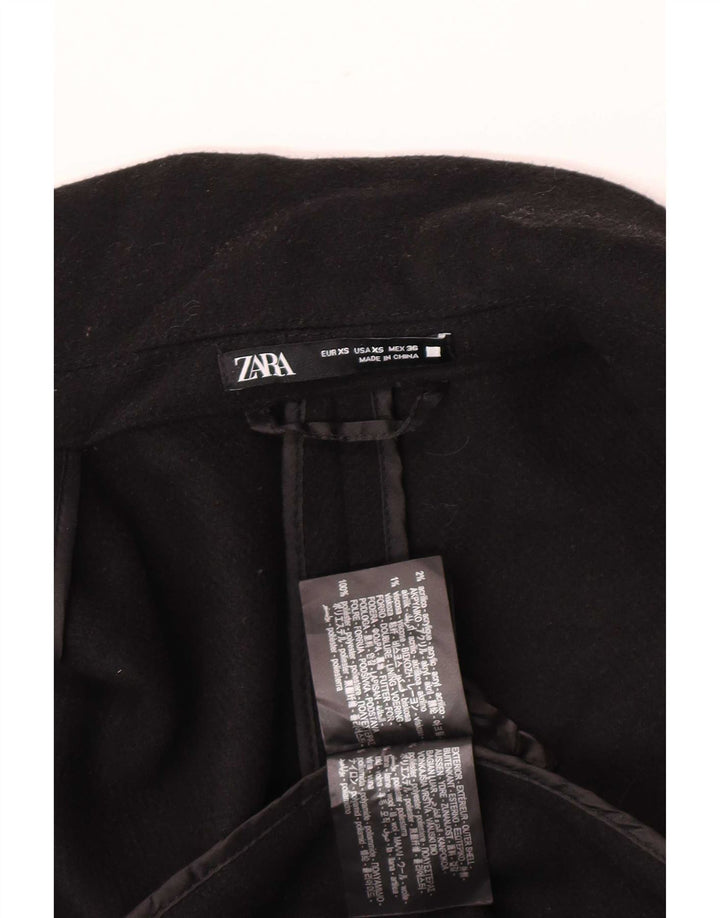 Zara Mens Overcoat UK 34 XS Poliéster Preto