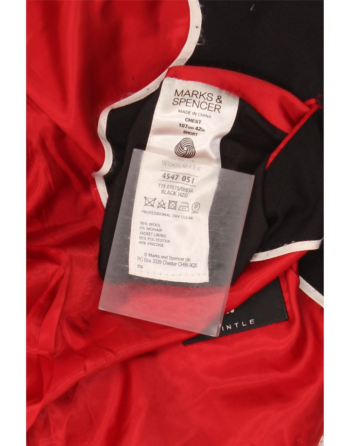 Jaqueta blazer masculina de 1 botão Marks & Spencer Reino Unido 42 XL lã preta