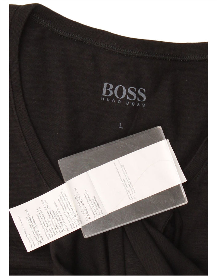 Camiseta masculina HUGO BOSS Top grande de algodão preto