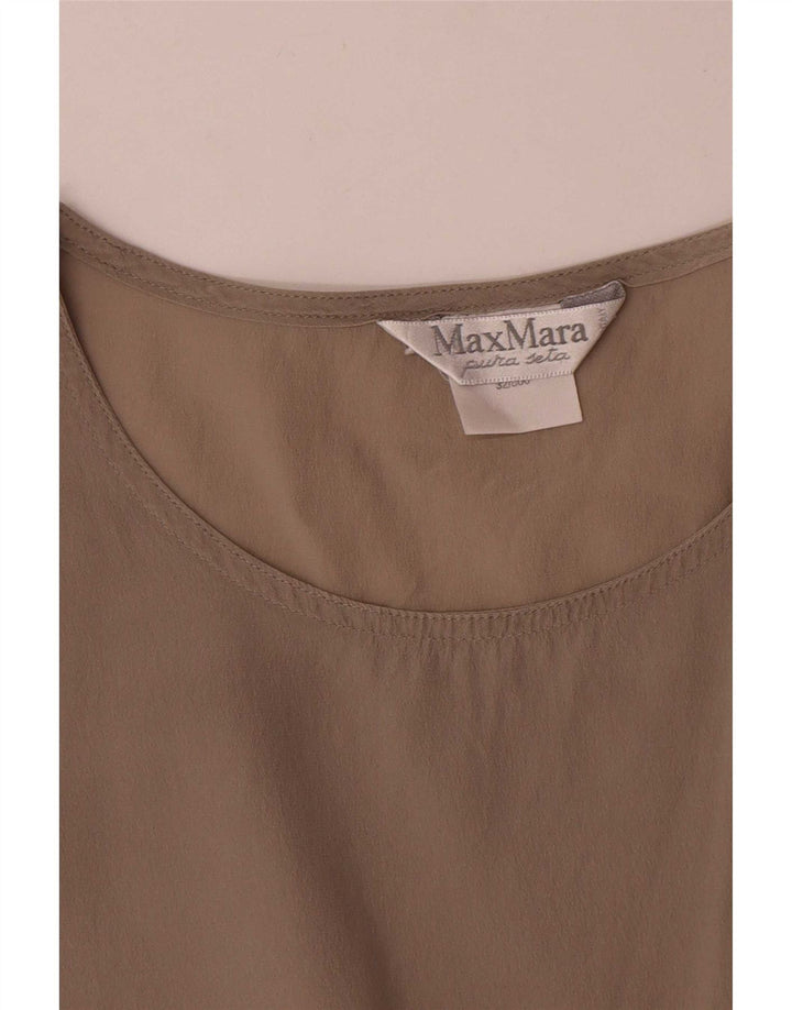 Blusa feminina Max Mara UK 12 seda cinza médio