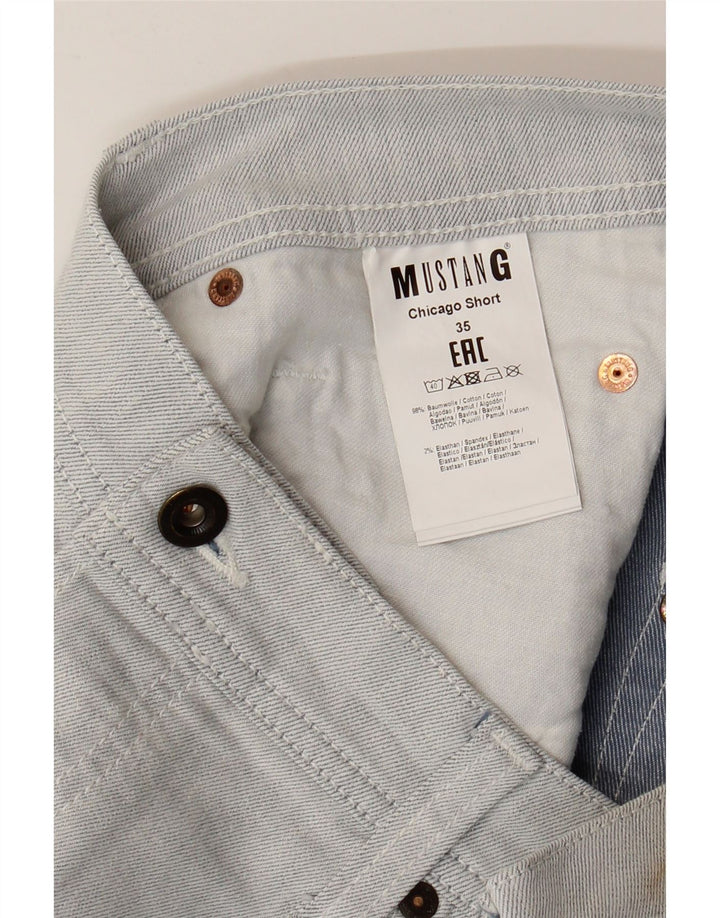 Shorts jeans masculino Mustang W35 grande algodão listrado azul