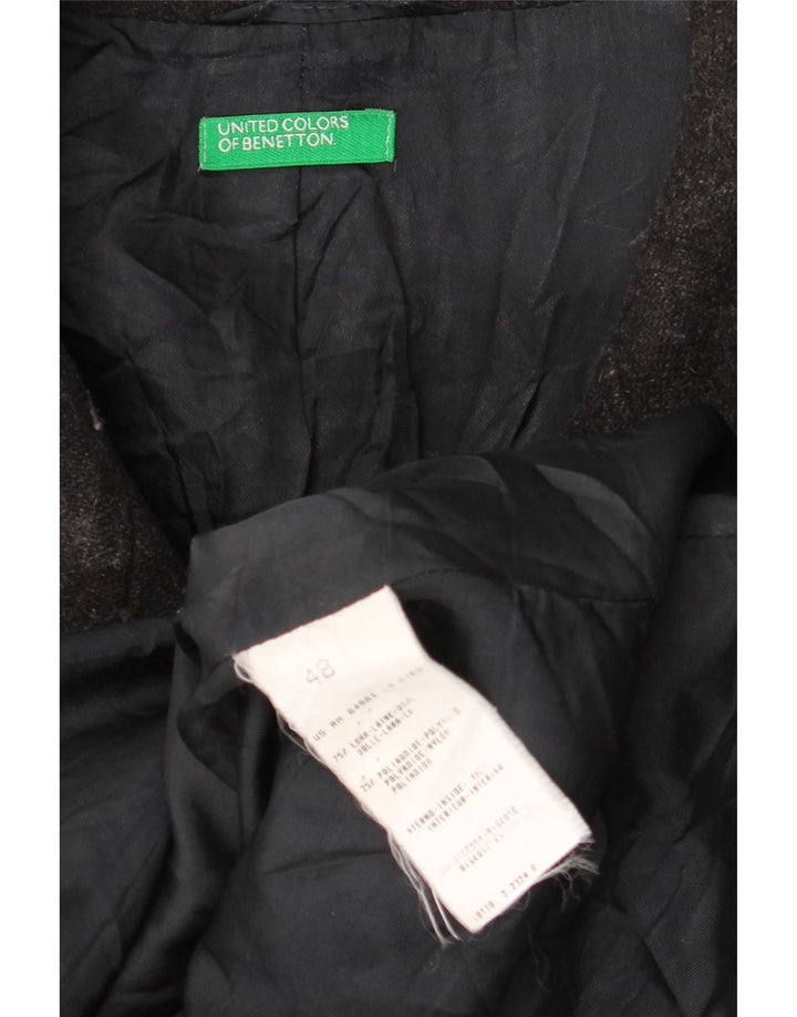 Benetton Masculino Pea Coat IT 48 Lã Cinza Médio
