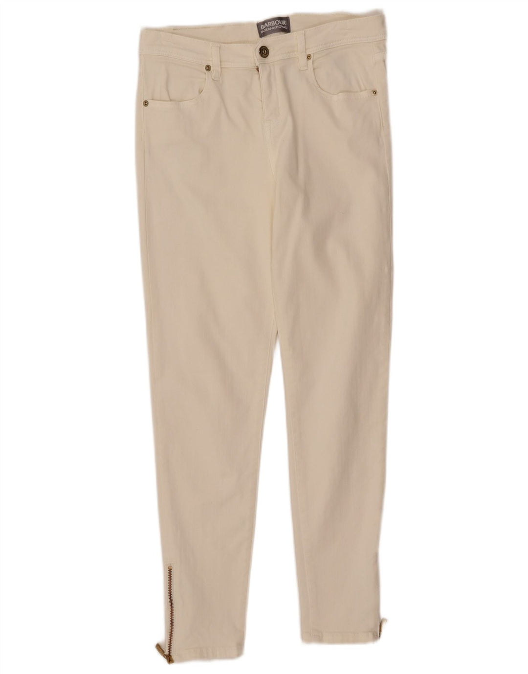 Jeans skinny feminino Barbour UK 12 médio W30 L27 algodão branco