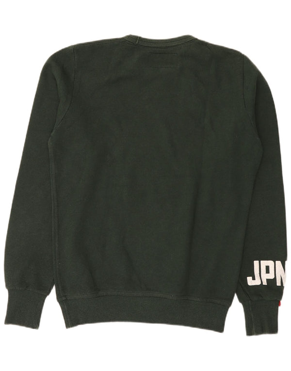 Superdry moletom gráfico masculino jumper médio algodão verde