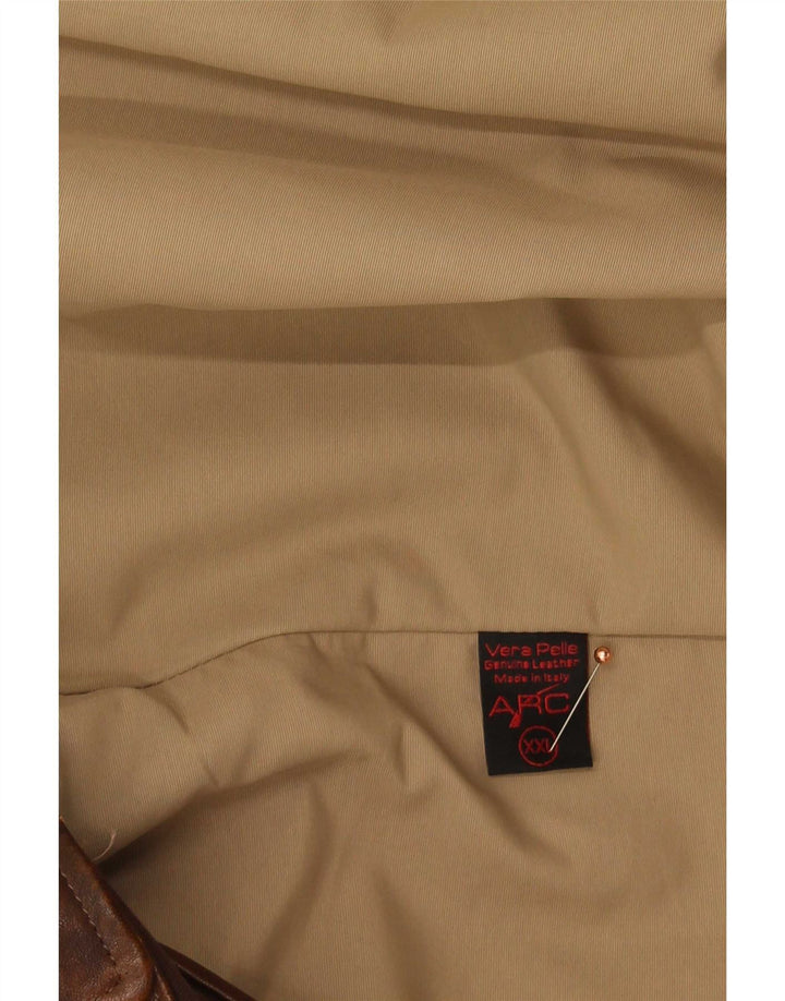 Jaqueta de couro feminina vintage UK 20 2XL marrom