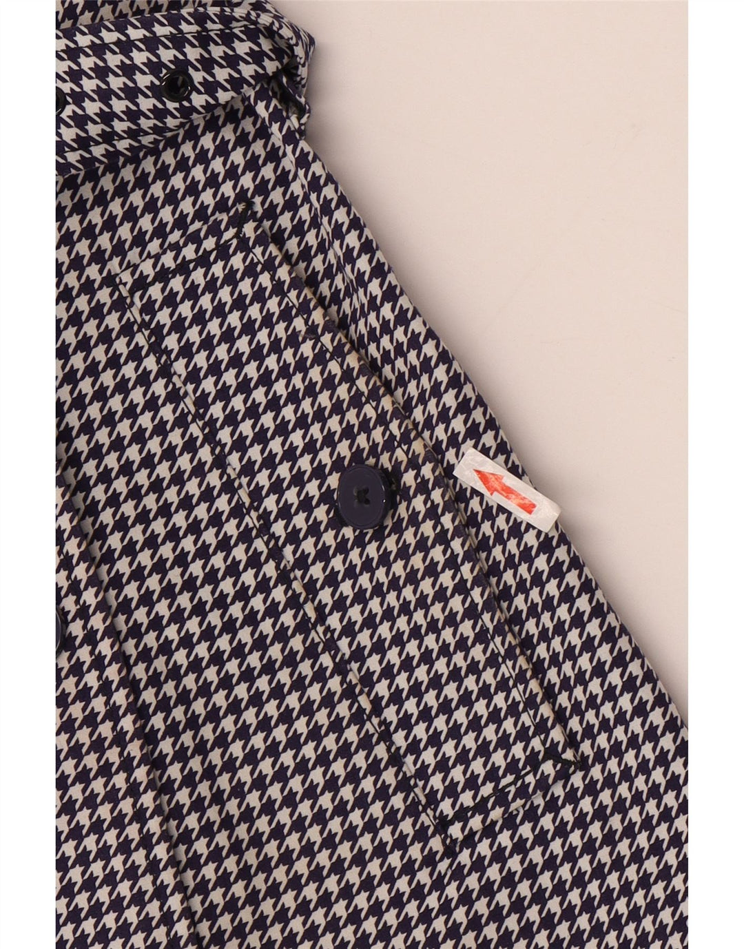 Casaco trench feminino Jack Wills Reino Unido 8 pequeno algodão houndstooth azul marinho