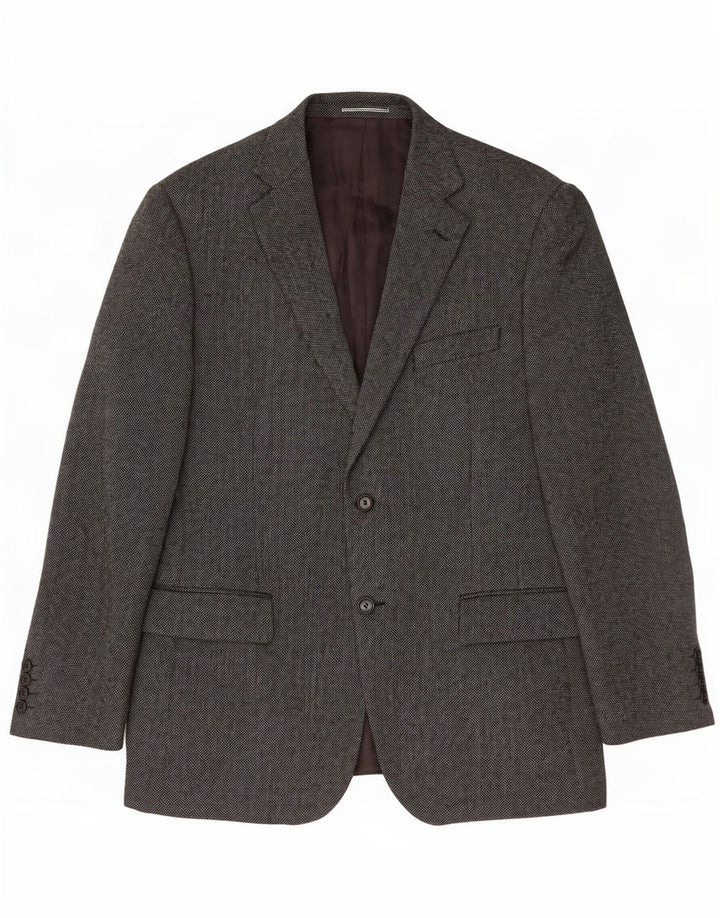 Jaqueta blazer masculina de 2 botões Marks & Spencer Reino Unido 40 lã cinza médio