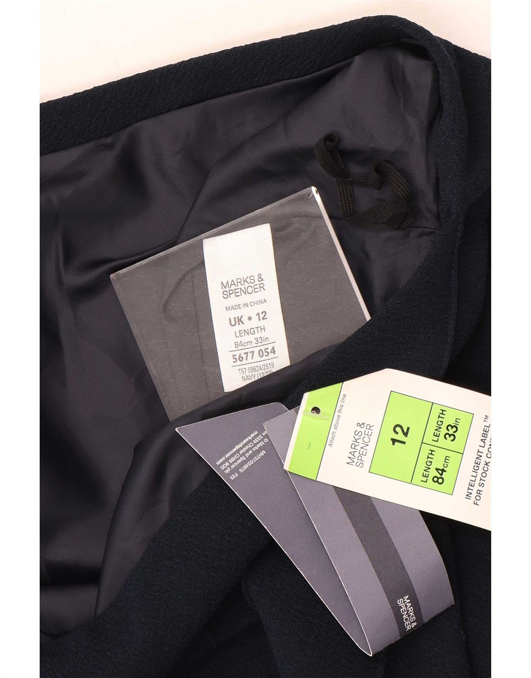 Saia midi feminina Marks & Spencer Reino Unido 12 médio W33 poliéster azul marinho