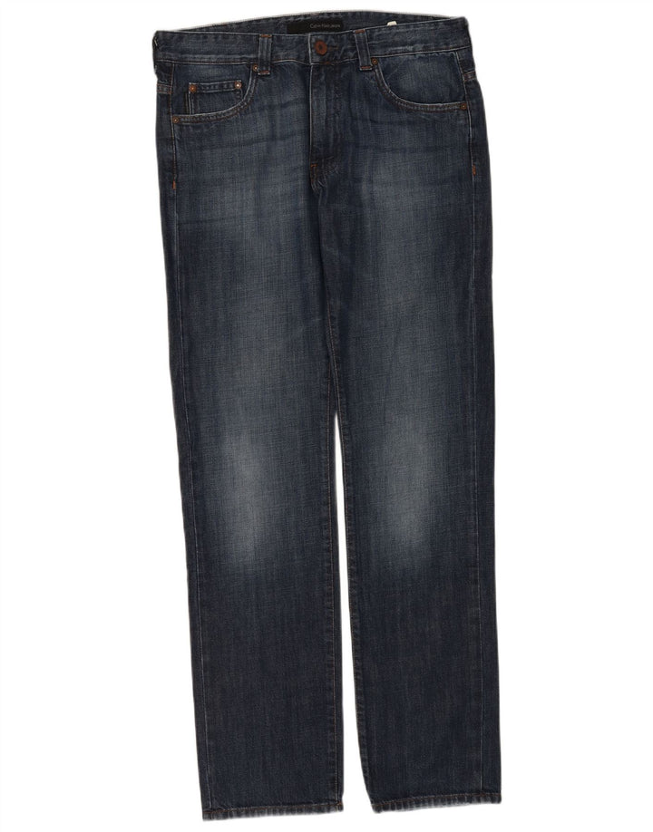Calvin Klein Masculino Slim Jeans W32 L34 Azul Algodão