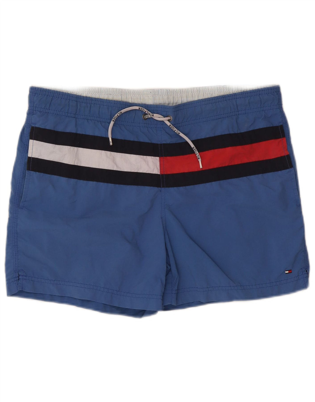 Shorts de natação masculino Tommy Hilfiger pequeno azul colorblock nylon