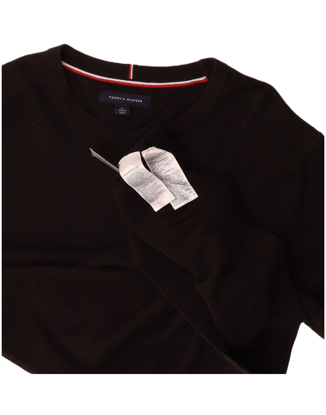 TOMMY HILFIGER Suéter masculino com gola redonda XL algodão preto