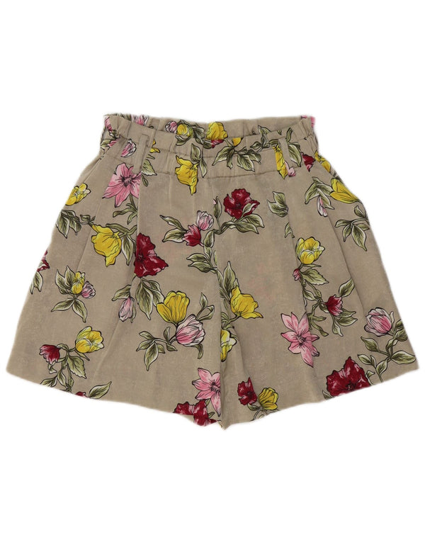 Zara Shorts feminino cintura alta casual XS W25 verde floral