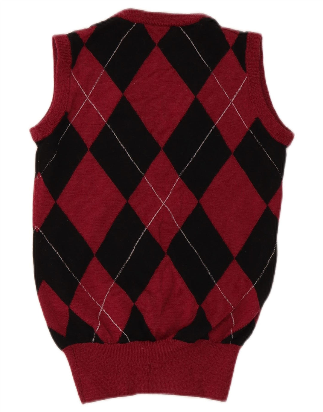 Regata feminina Fred Perry com colete UK 8 pequena vermelha Argyle/lã diamante