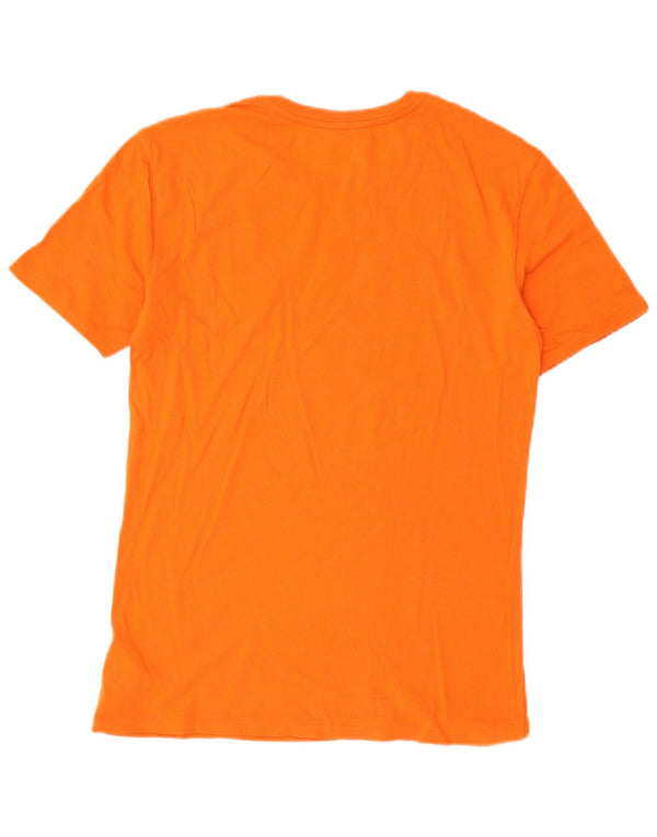 Camiseta gráfica masculina Armani Exchange Top pequeno algodão laranja