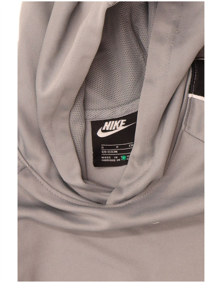 Suéter com capuz gráfico Nike Boys 8-9 anos pequeno cinza colorblock poliéster