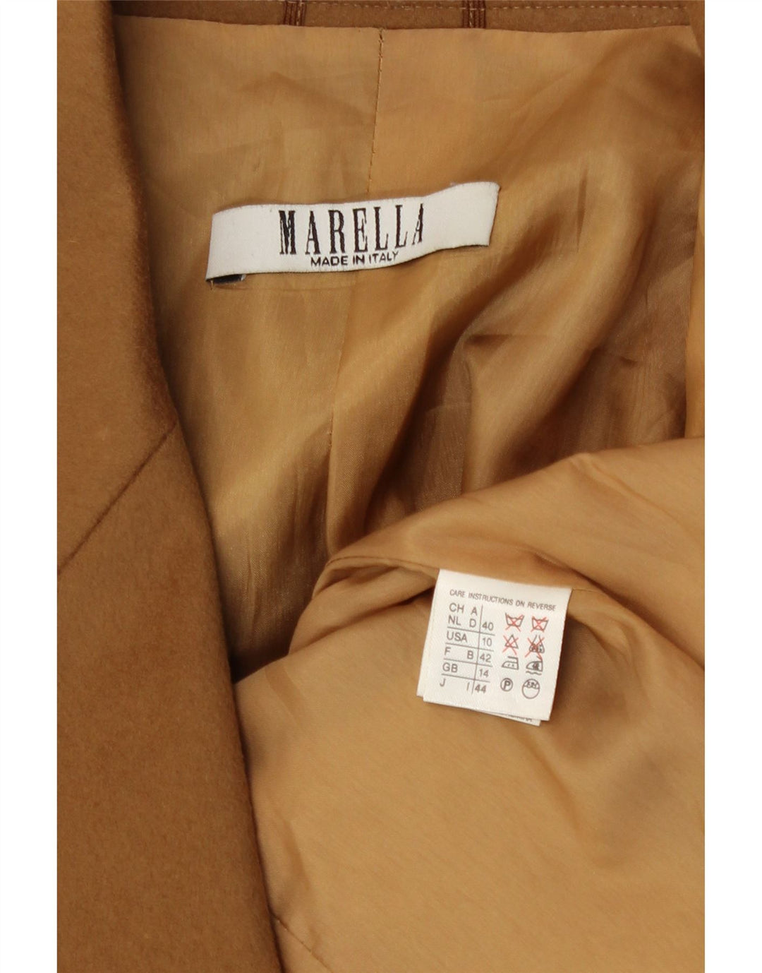 Jaqueta blazer feminina Marella com 2 botões Reino Unido 14 grande lã marrom