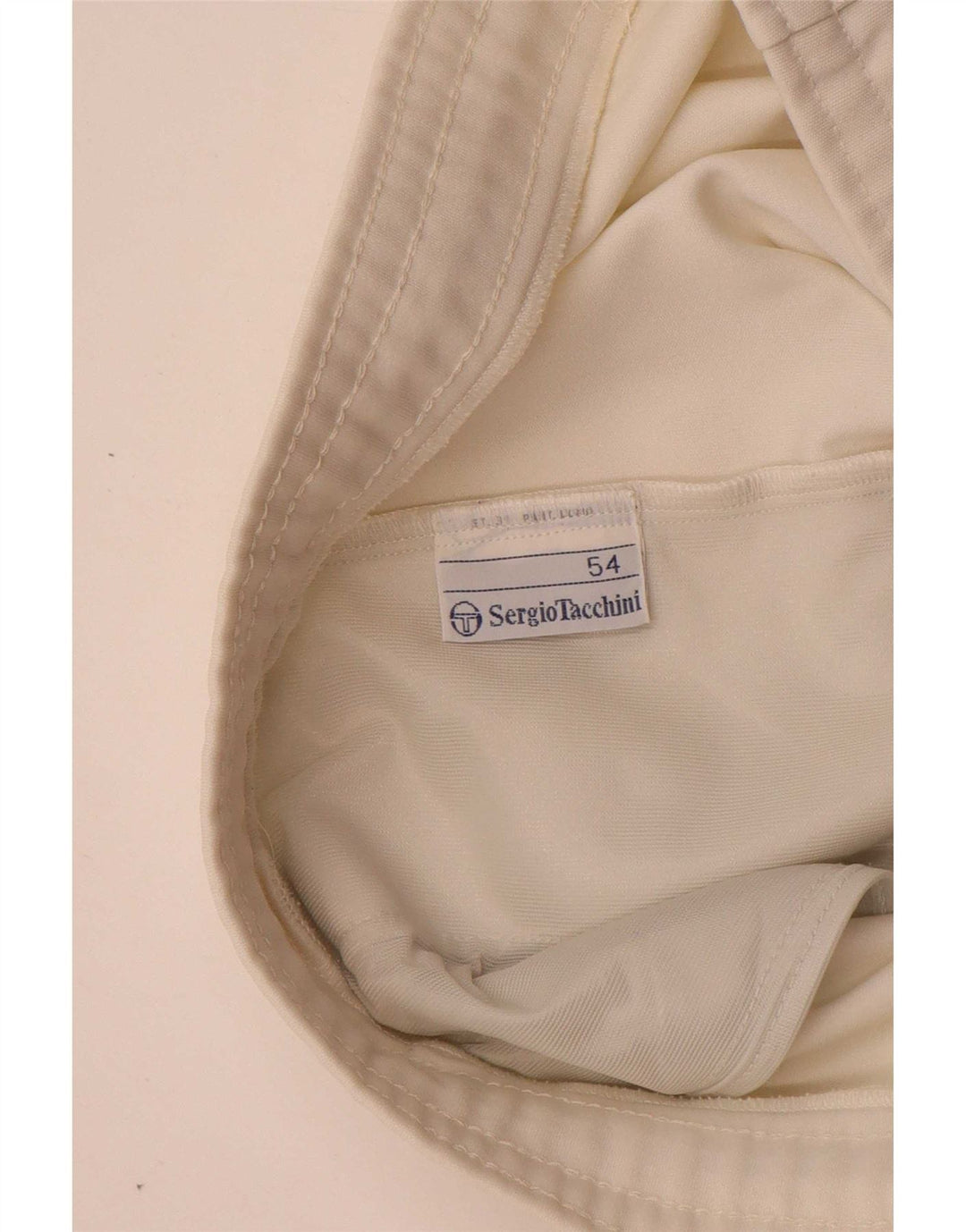Shorts esportivos gráficos masculinos Sergio Tacchini IT 54 XL poliéster branco