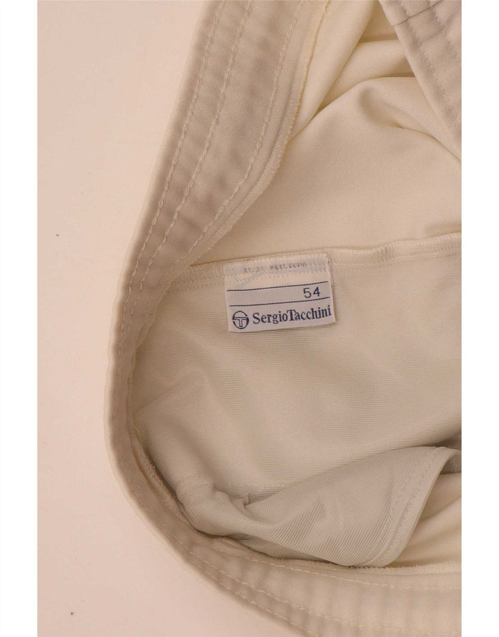 Shorts esportivos gráficos masculinos Sergio Tacchini IT 54 XL poliéster branco