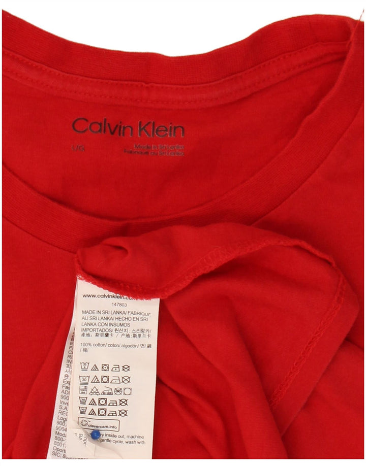 Camiseta masculina CALVIN KLEIN com estampa gráfica grande de algodão vermelho
