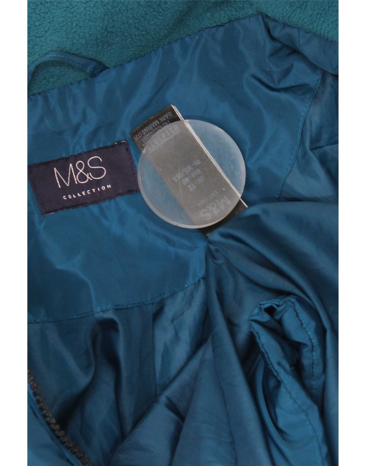 Jaqueta feminina acolchoada acolchoada Marks & Spencer Reino Unido 12 poliéster azul médio