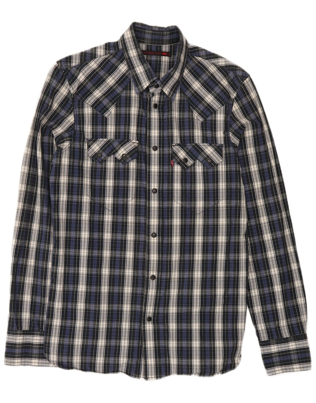 Camisa masculina Levi's média xadrez azul marinho algodão