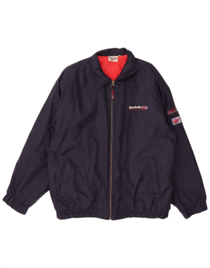 Jaqueta Reebok Graphic Bomber Masculina UK 42 XL Azul Marinho Nylon