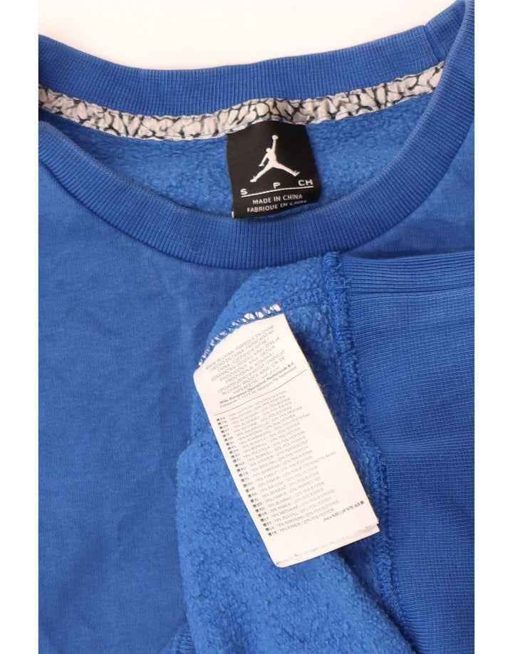 Jordan masculino abstrato padrão moletom jumper pequeno azul algodão