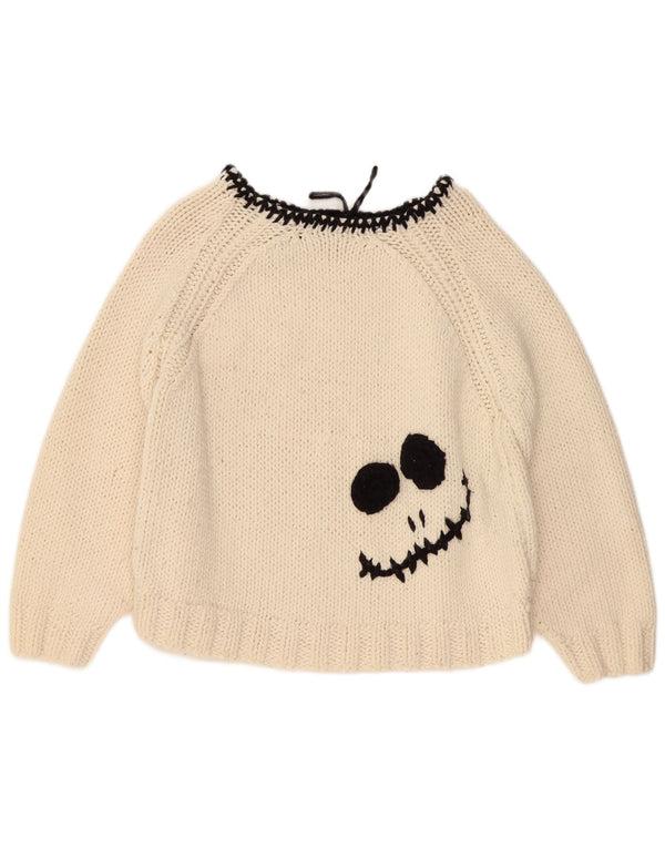 Suéter feminino vintage com gola canoa e gola redonda UK 18 XL bege