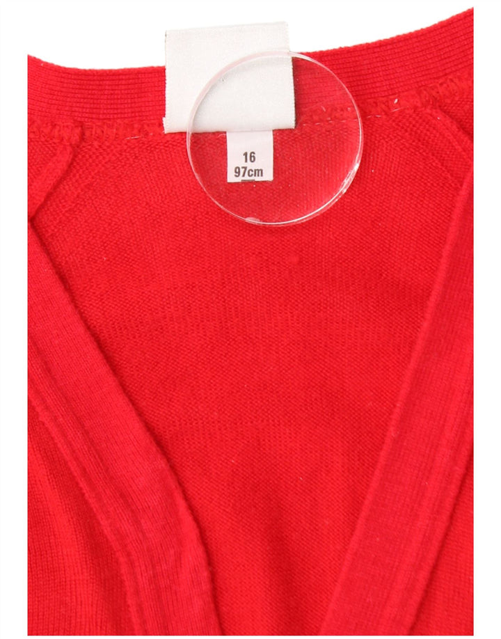 Suéter cardigã feminino FIRST AVENUE UK 16 grande vermelho lã nova