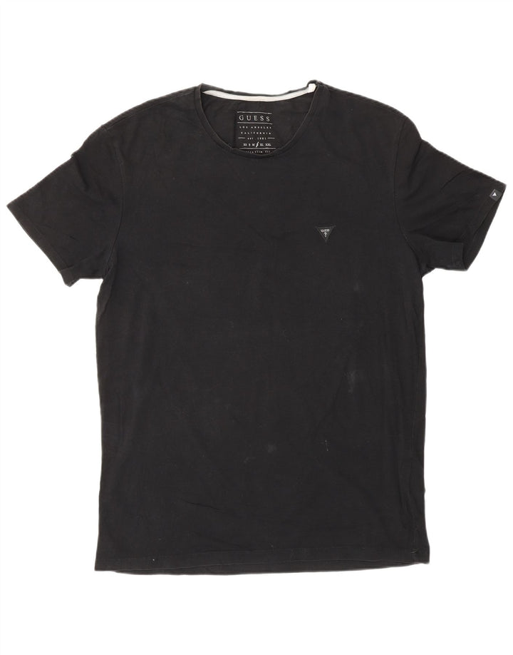 Guess Camiseta masculina grande de algodão preto