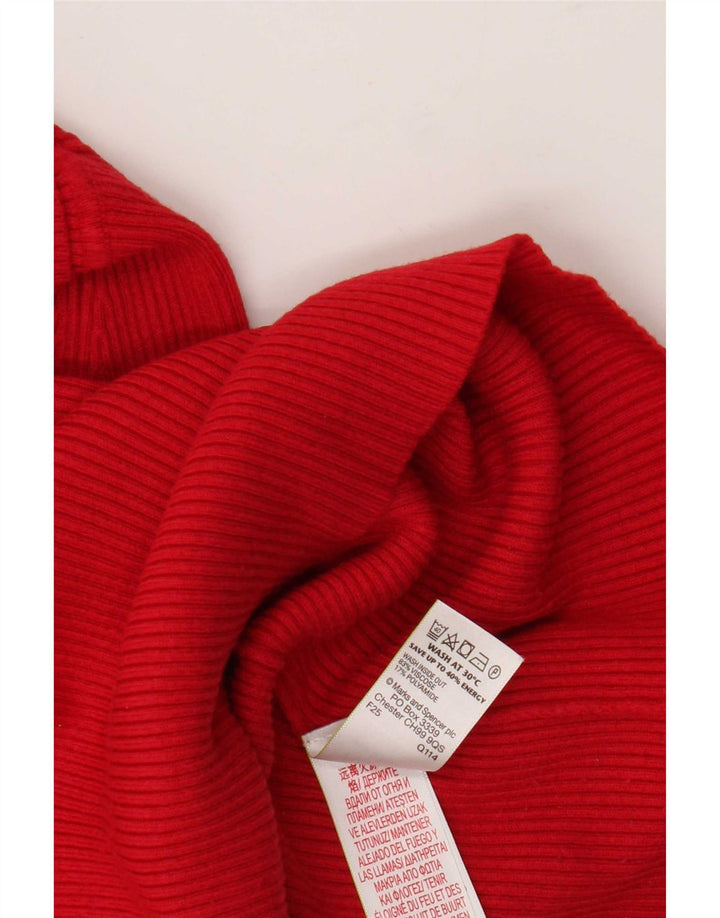 Suéter feminino Marks & Spencer com gola redonda Reino Unido 14 viscose vermelha média