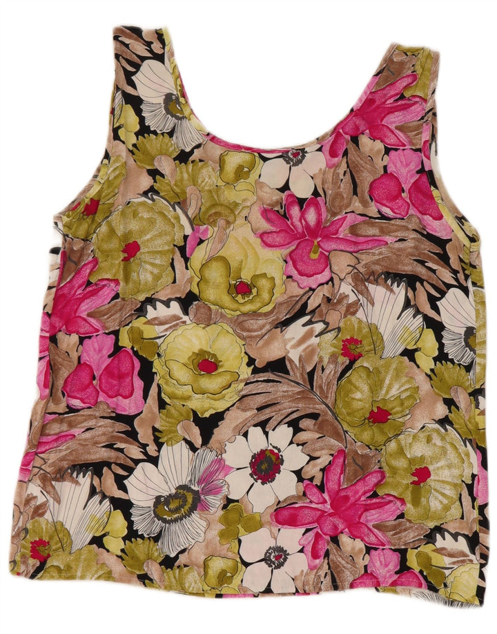 Blusa feminina vintage sem mangas top IT 44 médio floral multicolorido