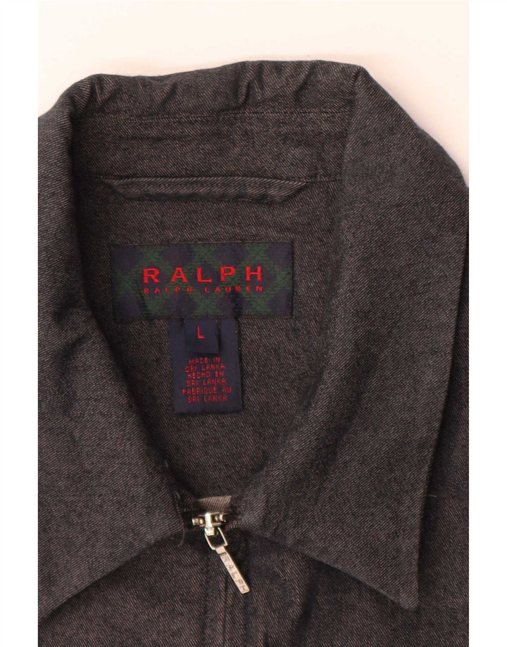 Jaqueta bomber feminina Ralph Lauren Reino Unido 14 grande algodão cinza