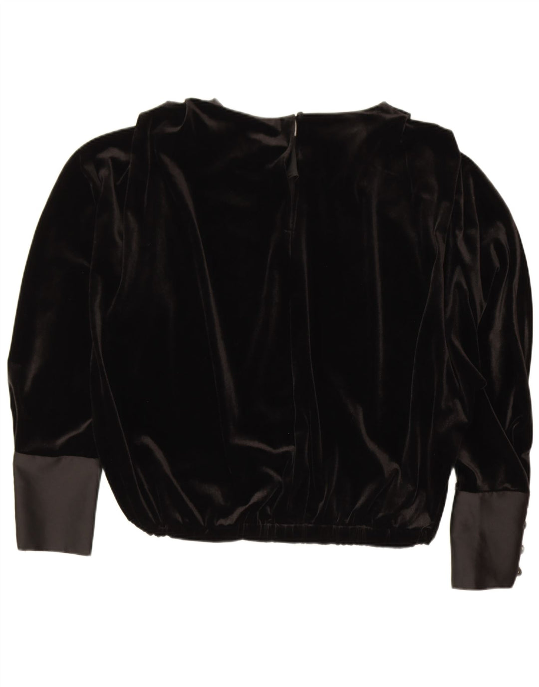 Blusa feminina de veludo de manga comprida grande Zara Reino Unido 14 médio preto