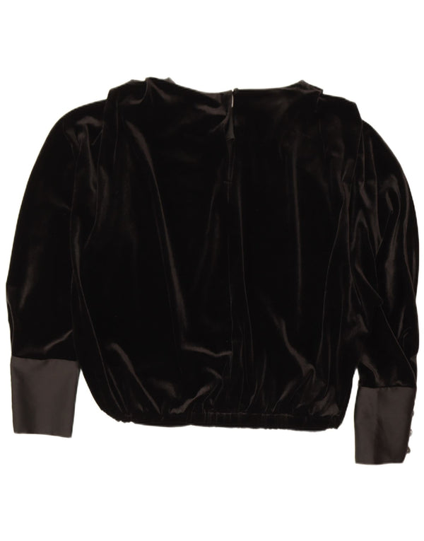Blusa feminina de veludo de manga comprida grande Zara Reino Unido 14 médio preto