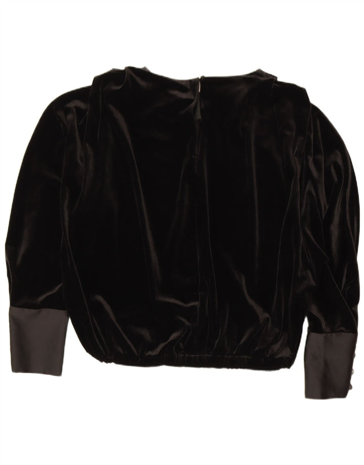 Blusa feminina de veludo de manga comprida grande Zara Reino Unido 14 médio preto