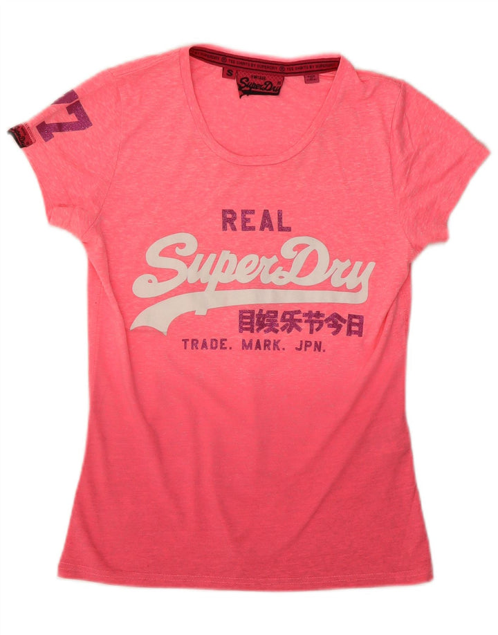 Camiseta feminina Superdry com estampa gráfica UK 8 pequena rosa tie-dye poliéster