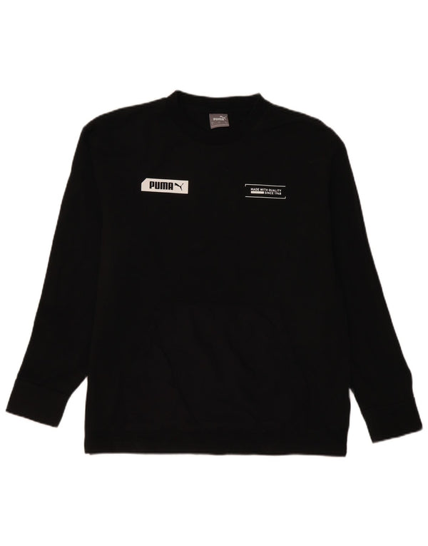 Puma Mens Graphic Moletom Jumper Pequeno Algodão Preto