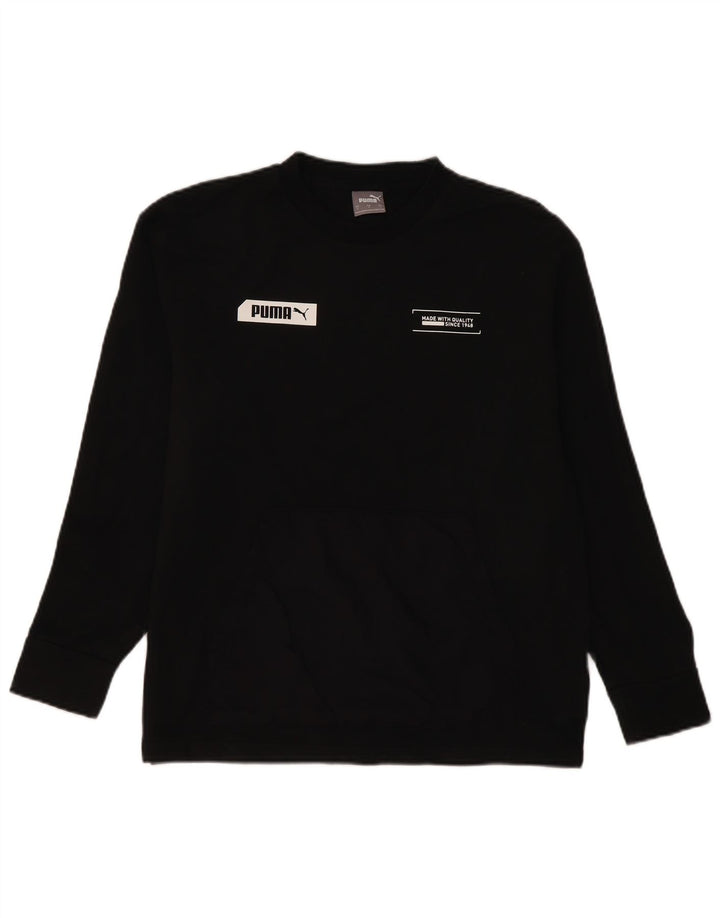 Puma Mens Graphic Moletom Jumper Pequeno Algodão Preto