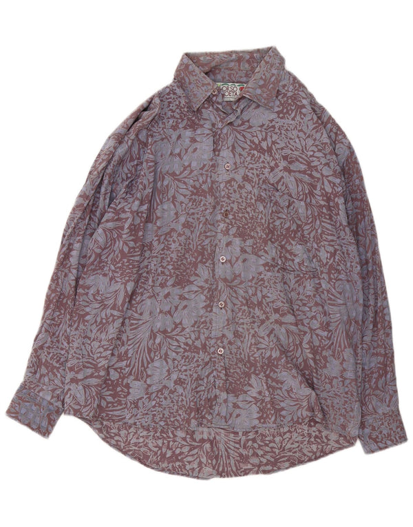 Camisa masculina Orso Poeta grande viscose floral cinza
