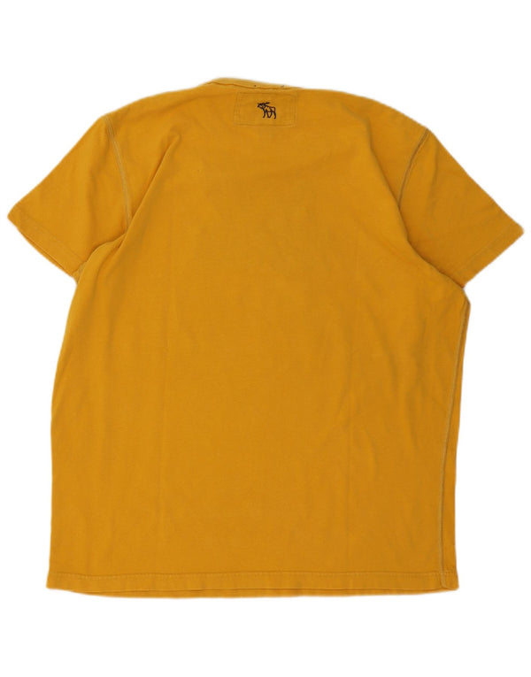 Camiseta masculina Abercrombie & Fitch Muscle Fit gráfica Top XL de algodão amarelo