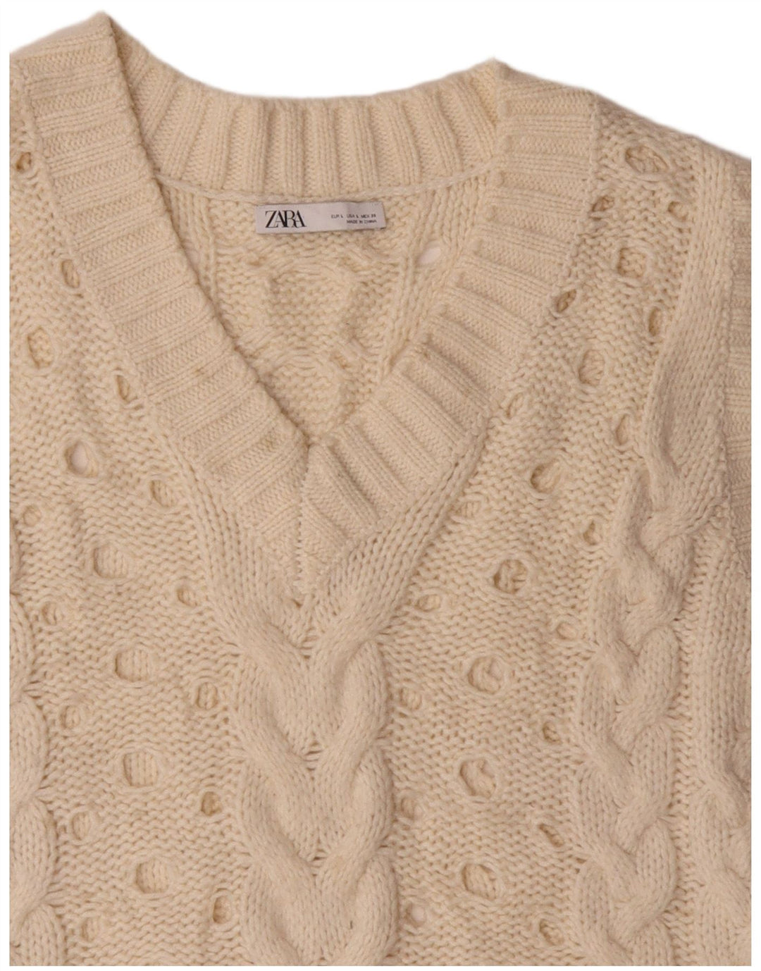 Zara Womens Oversized Vest Tank Top UK 16 Grande Off White Acrílico