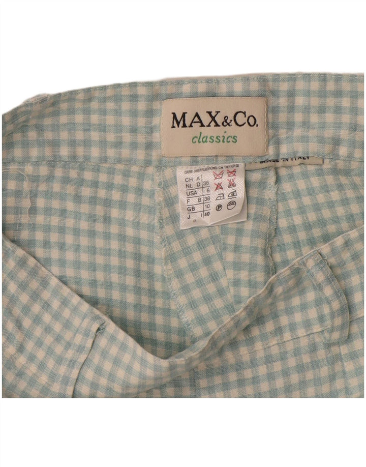 Shorts casuais femininos clássicos da Max & Co. Reino Unido 10 pequeno W27 verde guingão
