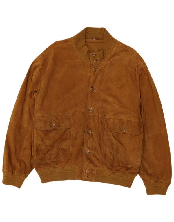 Jaqueta bomber masculina de camurça Luca D'altieri IT 56 3XL couro marrom