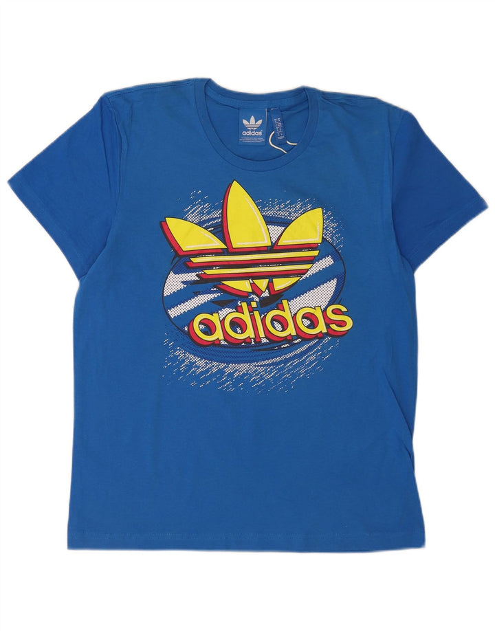 Adidas Mens Graphic T-Shirt Top Médio Algodão Azul