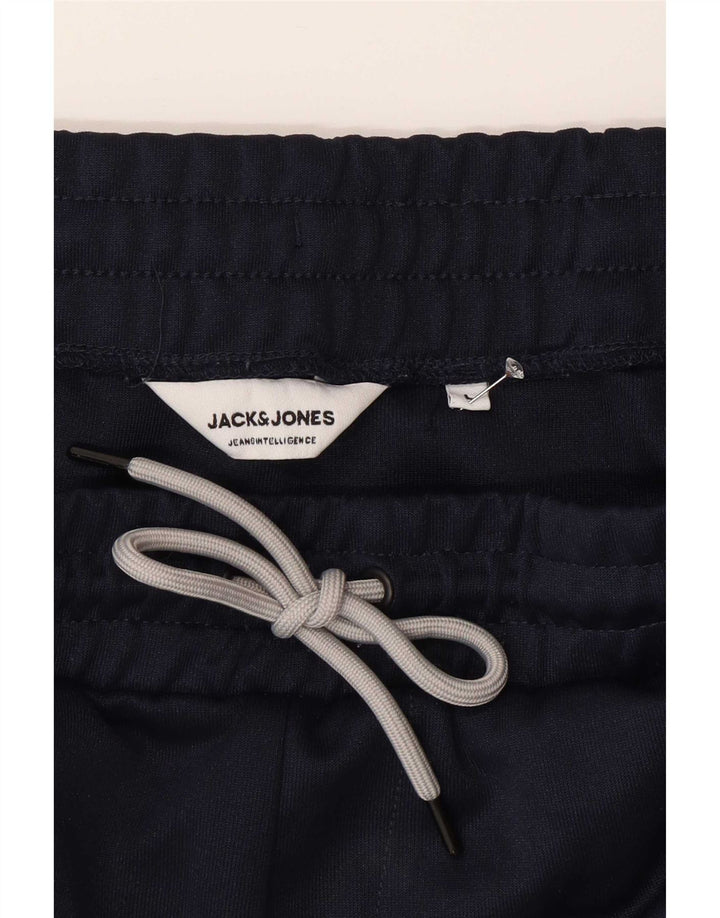 Calça de treino masculina Jack & Jones grande poliéster colorblock azul marinho