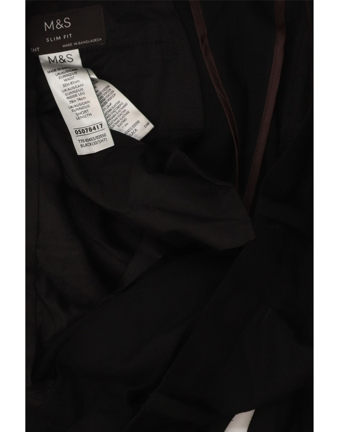 Calça Chino Masculina Slim Fit MARKS & SPENCER W32 L28 Poliéster Preto